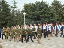 Парад на площади п. Целина . Отряд 5 "б" класса